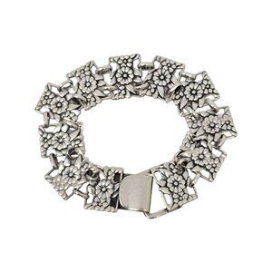 McClelland Barclay Sterling Silver Flower Panel Link Bracelet #19449